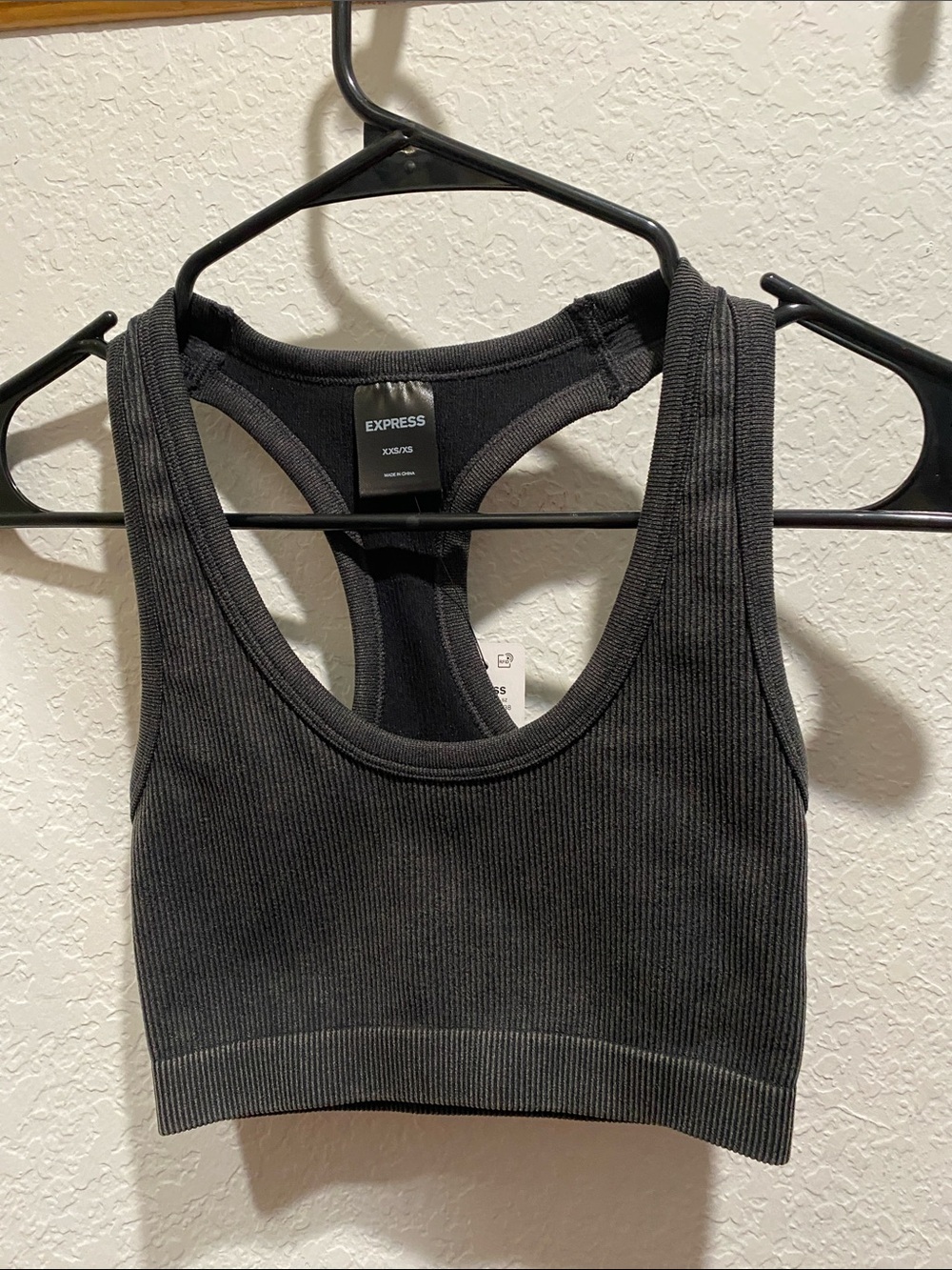 Express Black Ribbed Racerback Sports Bralette